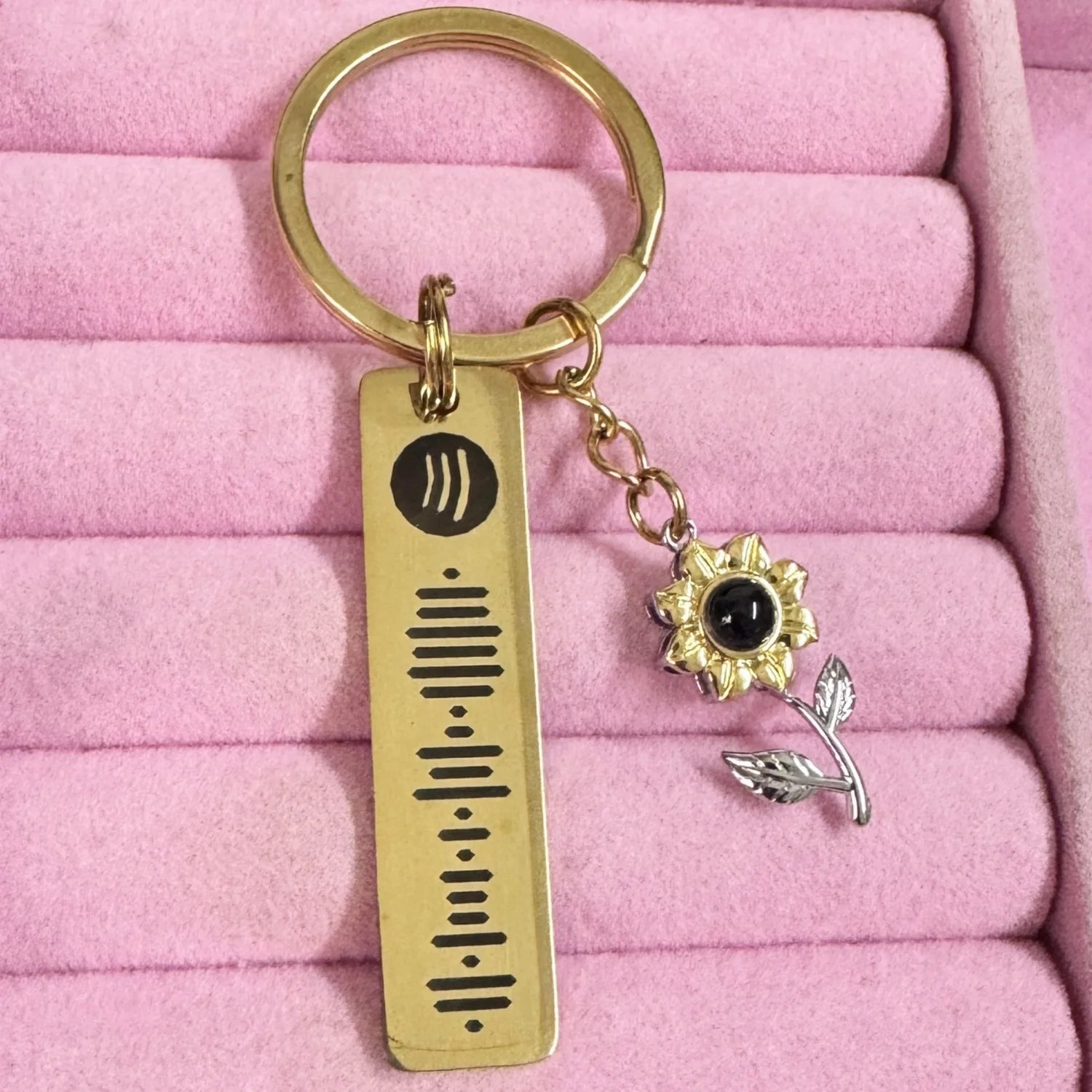 Custom Sunflower Photo Projection Keychain