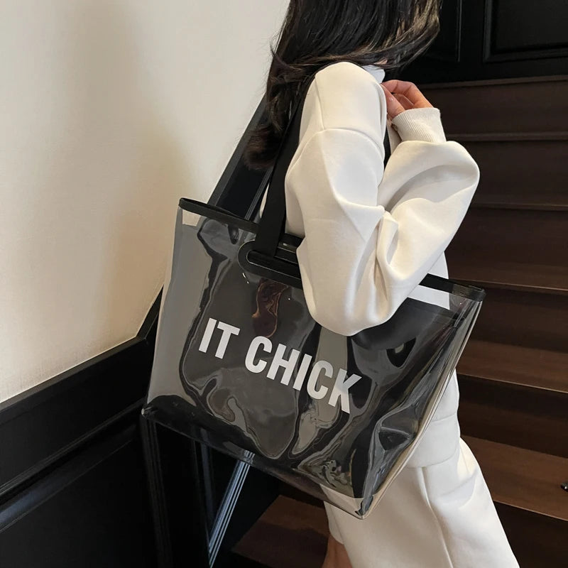Preppy Transparent Jelly Tote Bag