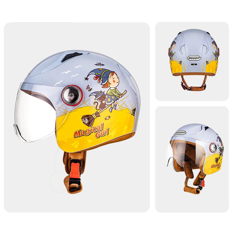 Cute Kids Motorcycle Helmet Open Face
