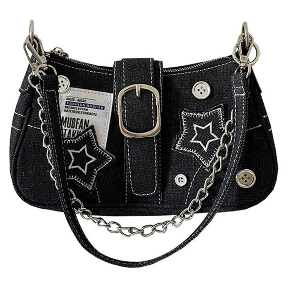 Y2K Star Denim Shoulder Underarm Bag