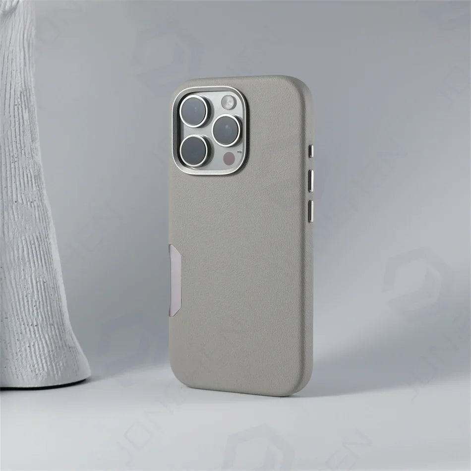 MagSafe Leather Alloy Camera iPhone Case