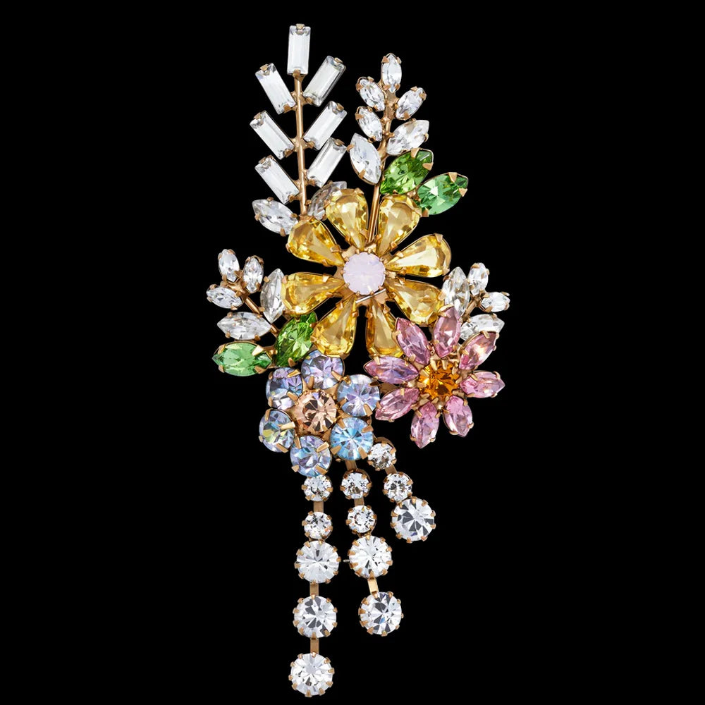 Stonefans Colorful Crystal Flower Brooch