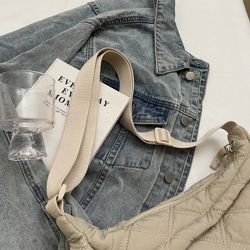 Nylon Zipper Hobo Crossbody Bag