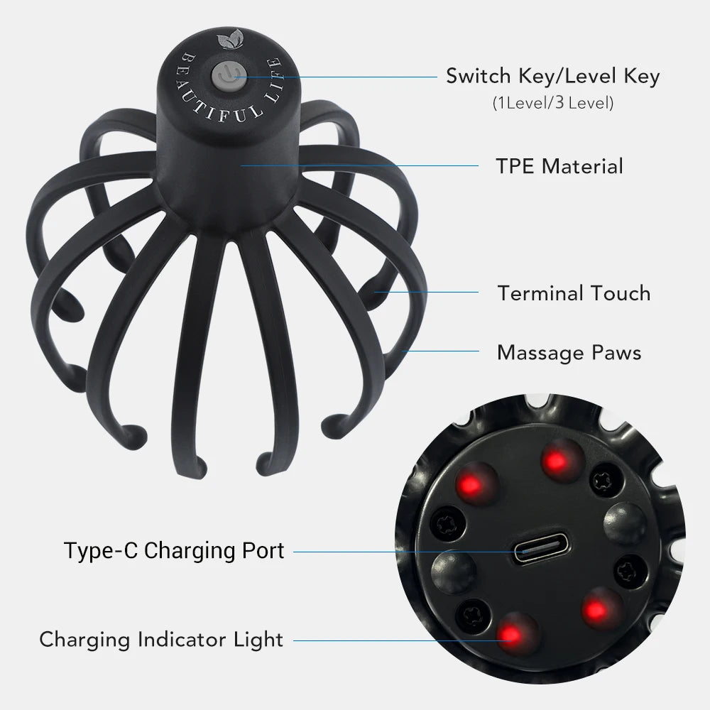 3D Electric Octopus Scalp Massager