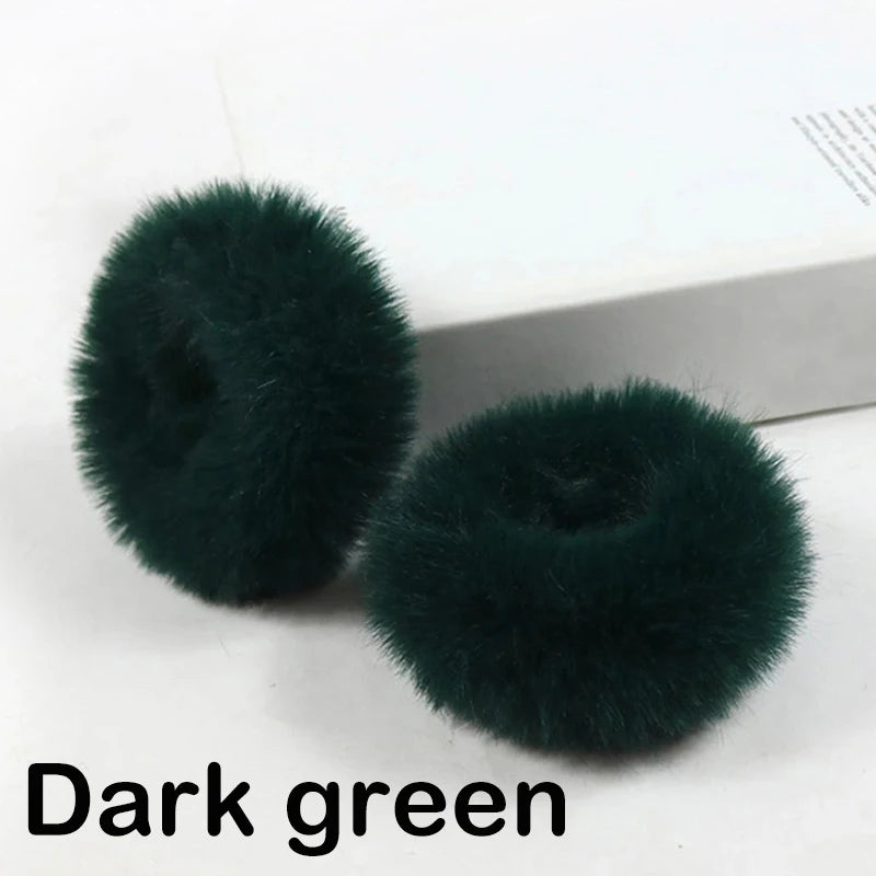 2Pcs Baby Girls Plush Elastic Hair Bands