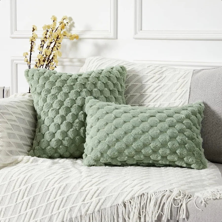 Set of 2 Soft Plush Faux Fur Pillow Covers