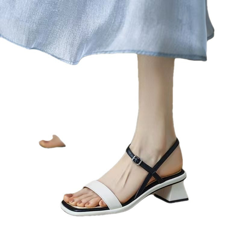 Ankle-Strap Chunky Heel Sandals