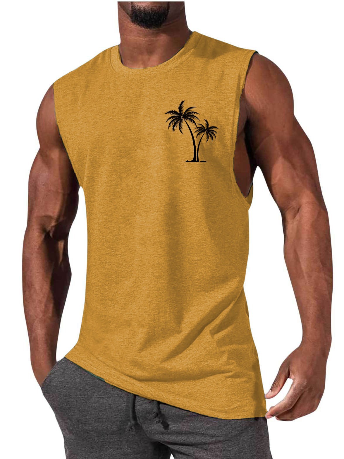 Men’s Coconut Tree Embroidery Tank Top