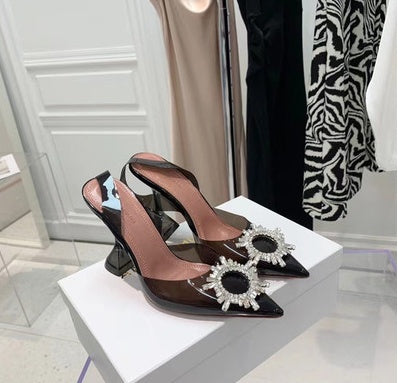 Transparent PVC Bow Pointed Toe Sandals