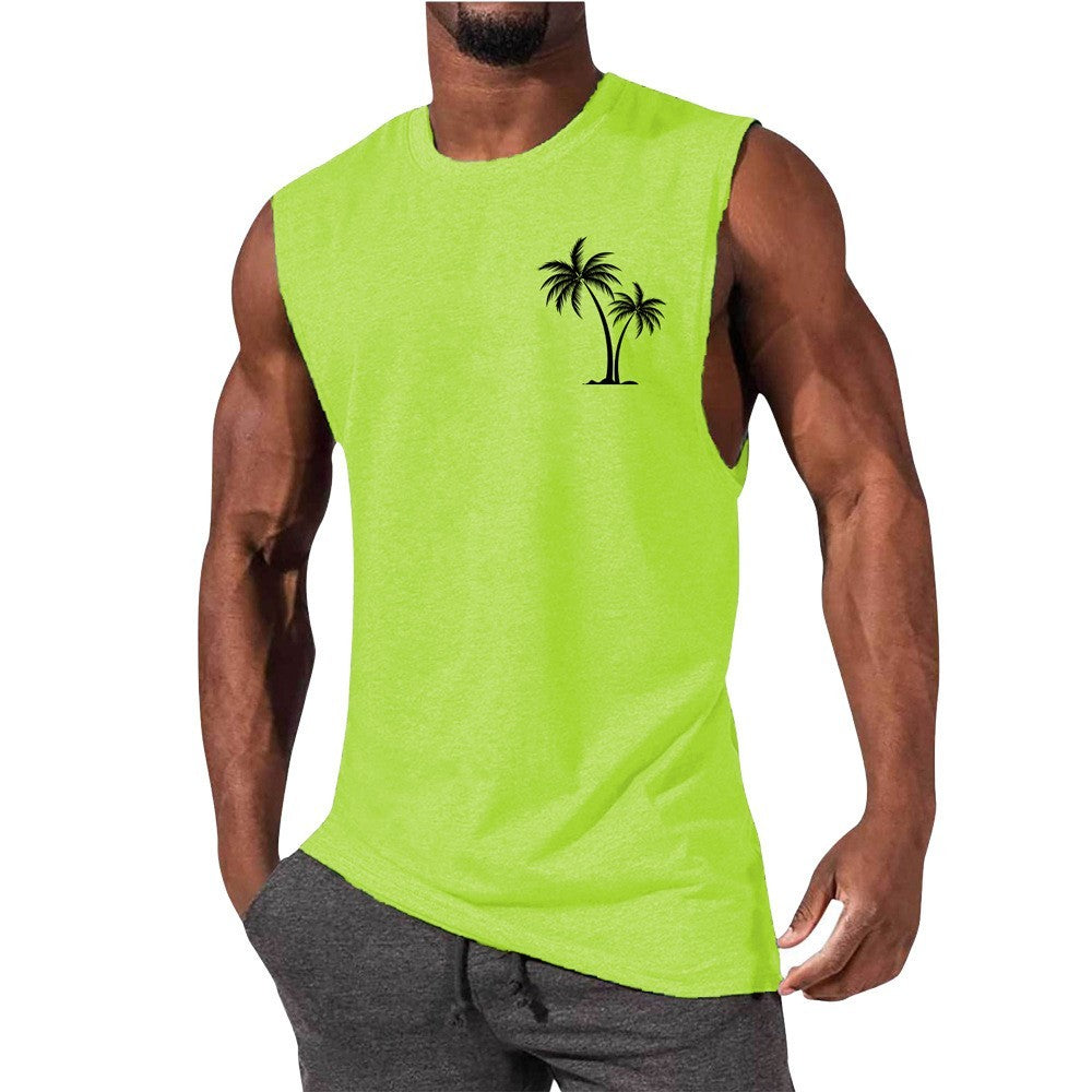 Men’s Coconut Tree Embroidery Tank Top