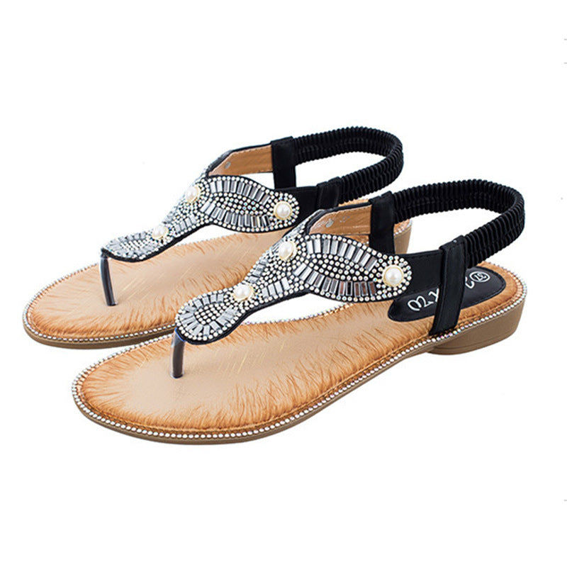 Pearl Flip Toe Sandals Large Size Women