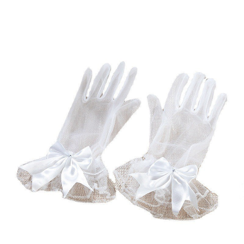 Gants de mariée en tulle cristal