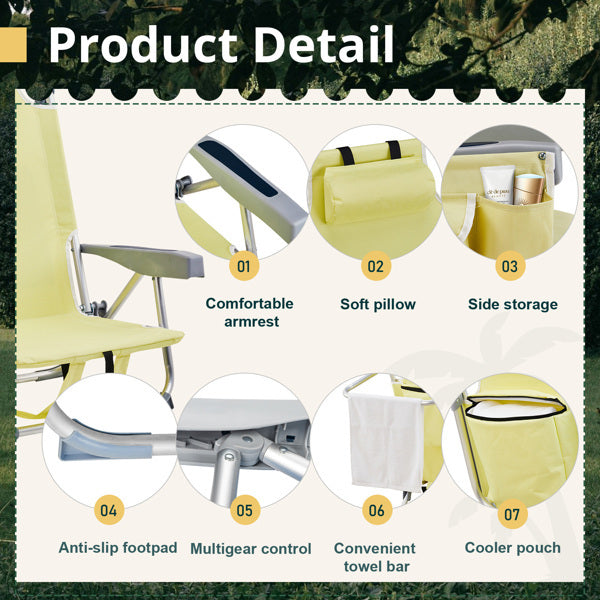 Gelber Strandstuhl aus Aluminium