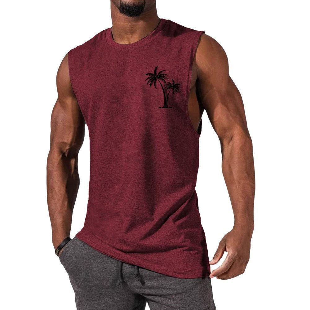 Men’s Coconut Tree Embroidery Tank Top