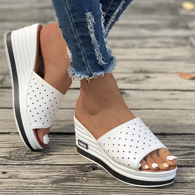 Hollow Fish Mouth Wedge Sandals