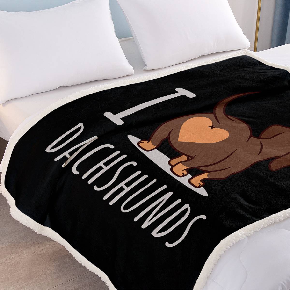 3D Wiener Dog Reversible Fleece Blanket