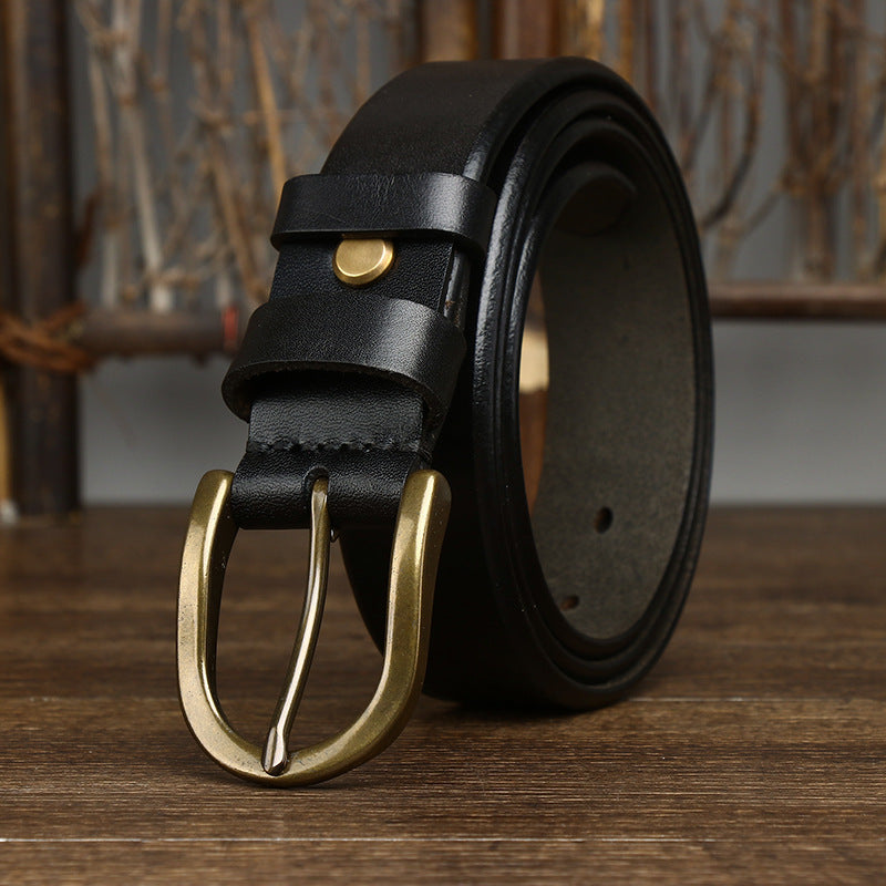 Retro Copper Buckle Belt for Men 3.3CM