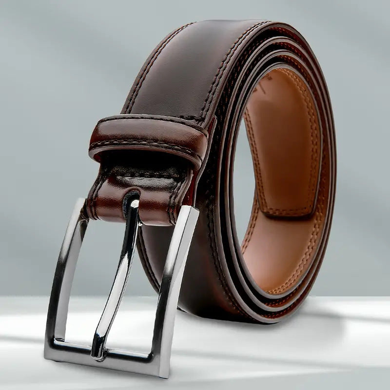 Ceinture à boucle ardillon en cuir de vache véritable pour homme