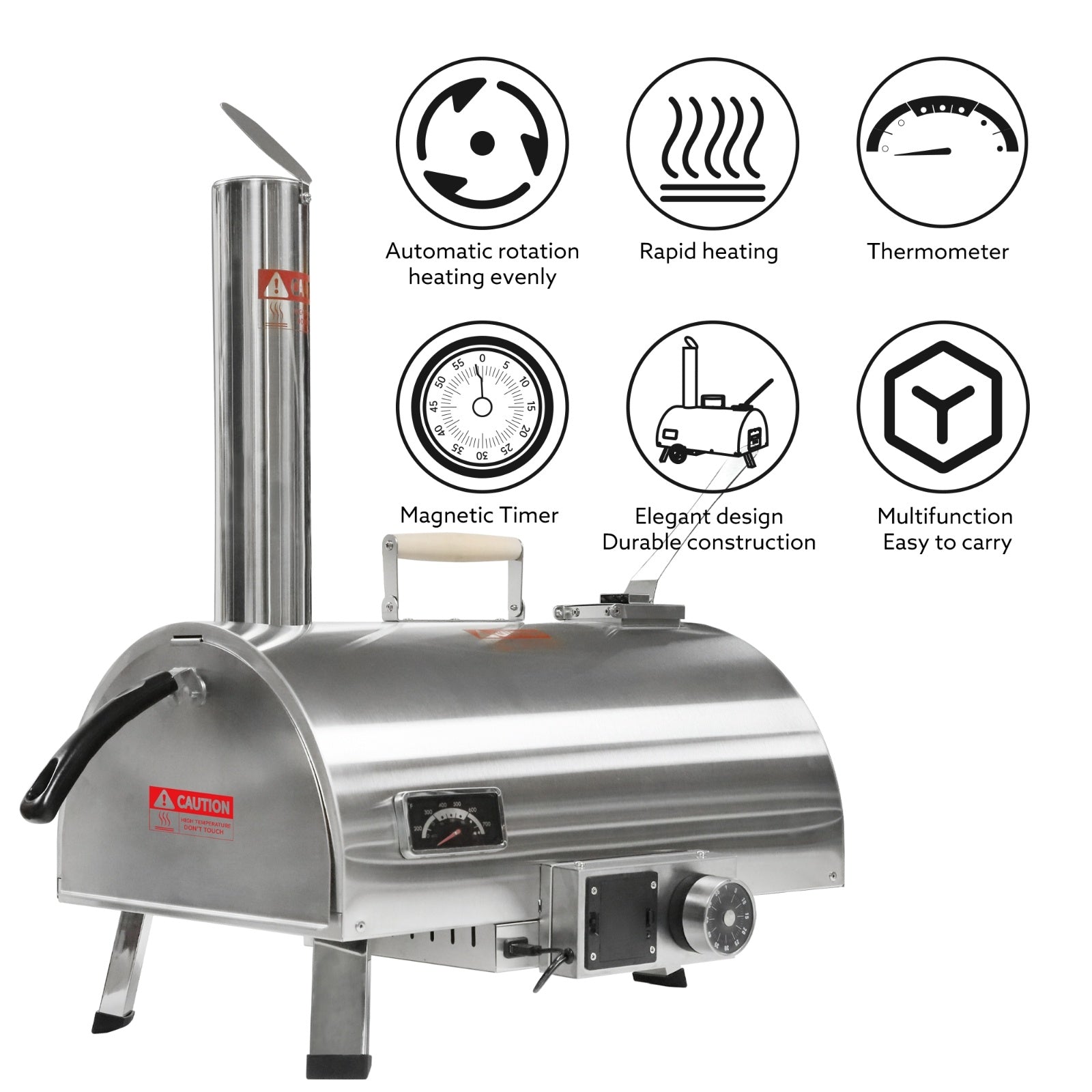 Outdoor 12" Rotatable Wood Pizza Oven