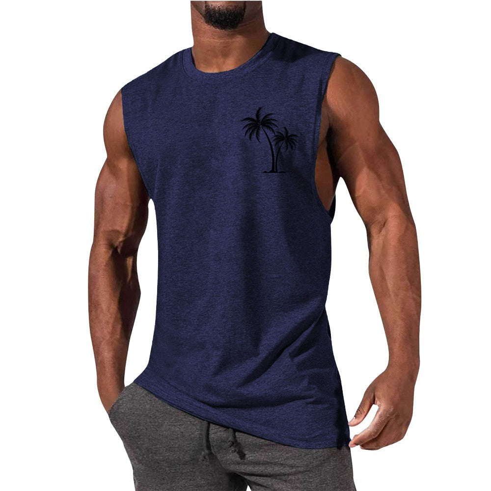 Men’s Coconut Tree Embroidery Tank Top