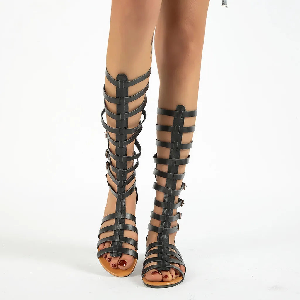 Roman Gladiator Open Toe Flat Sandals