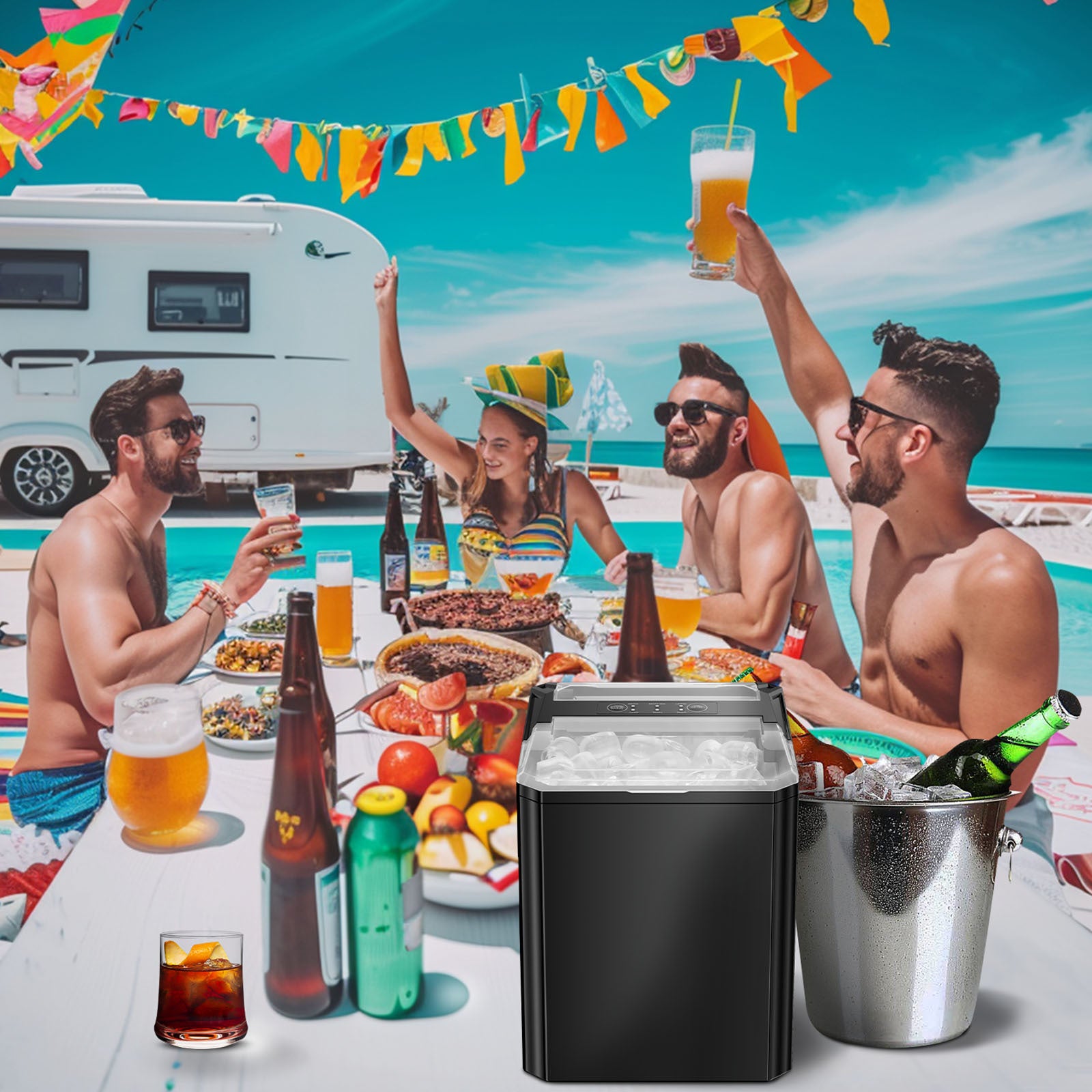 Ice Maker Self-Cleaning Portable