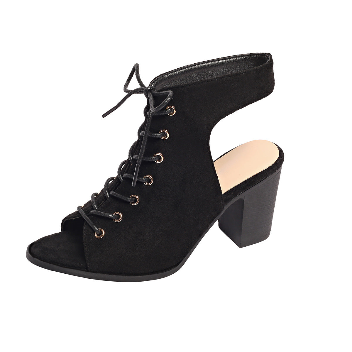 Sommersandalen mit Schnürung und klobigem Absatz