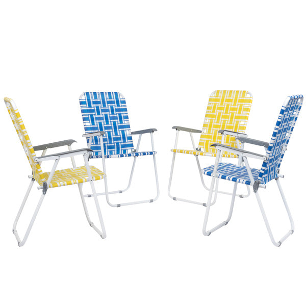 2pcs Yellow & White Striped Beach Chairs