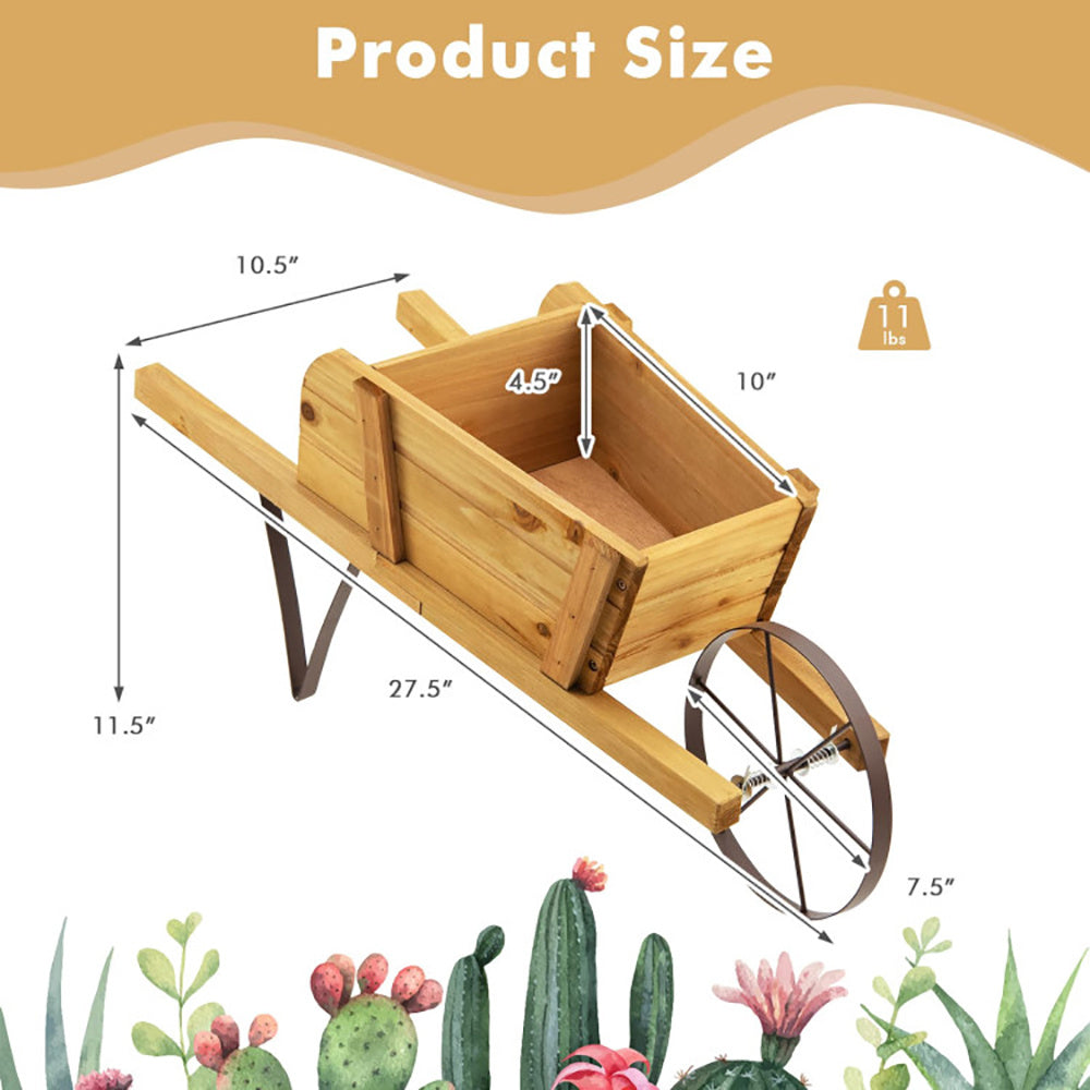 Wooden Wagon Planter with 9 Magnetic Accessories