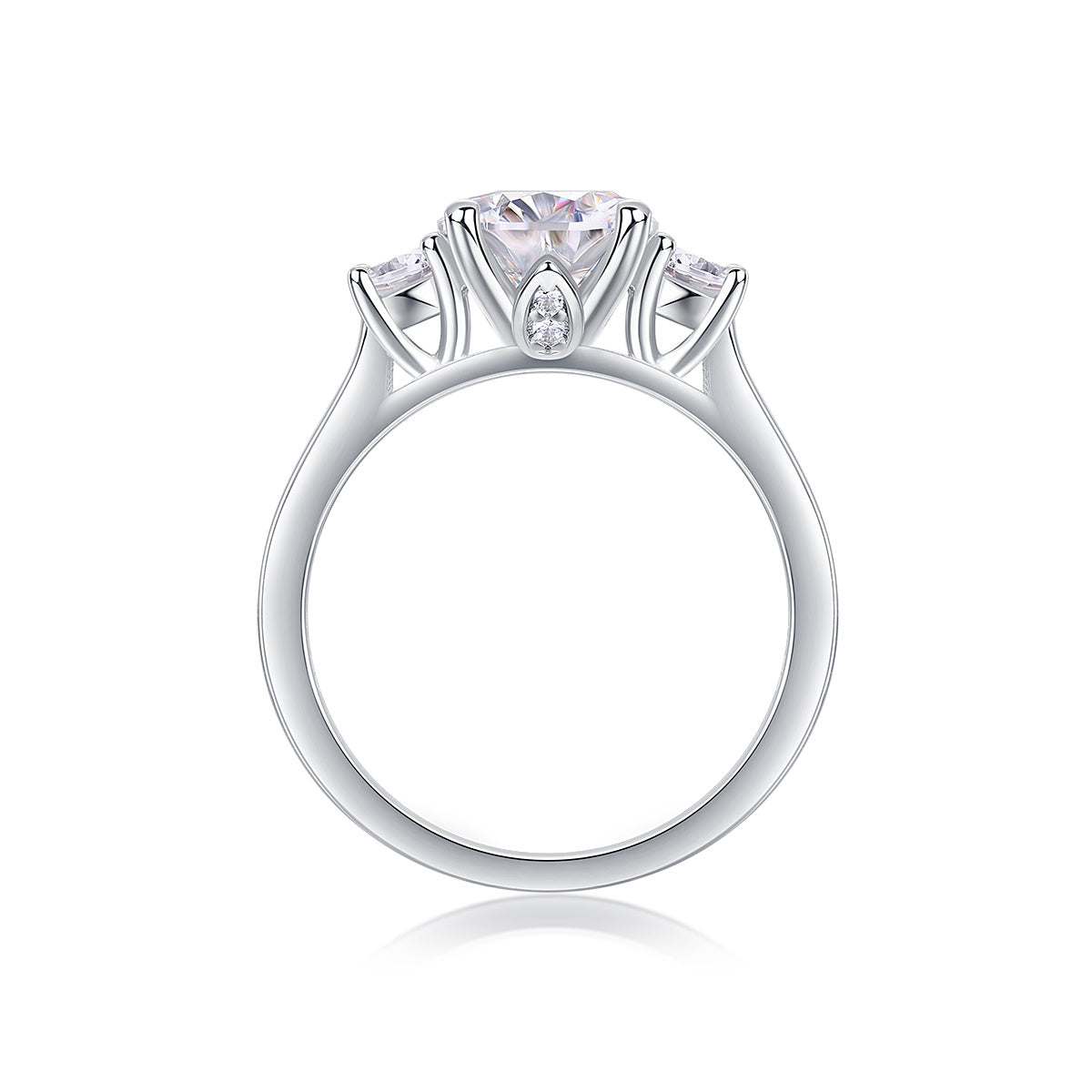 Large Moissanite Silver Diamond Ring