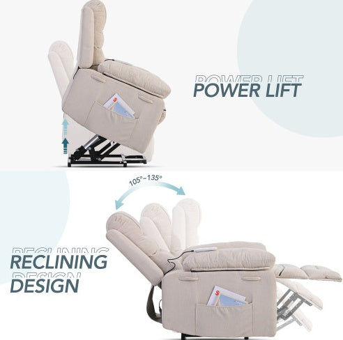 Power Lift Massage Recliner Chair Blue