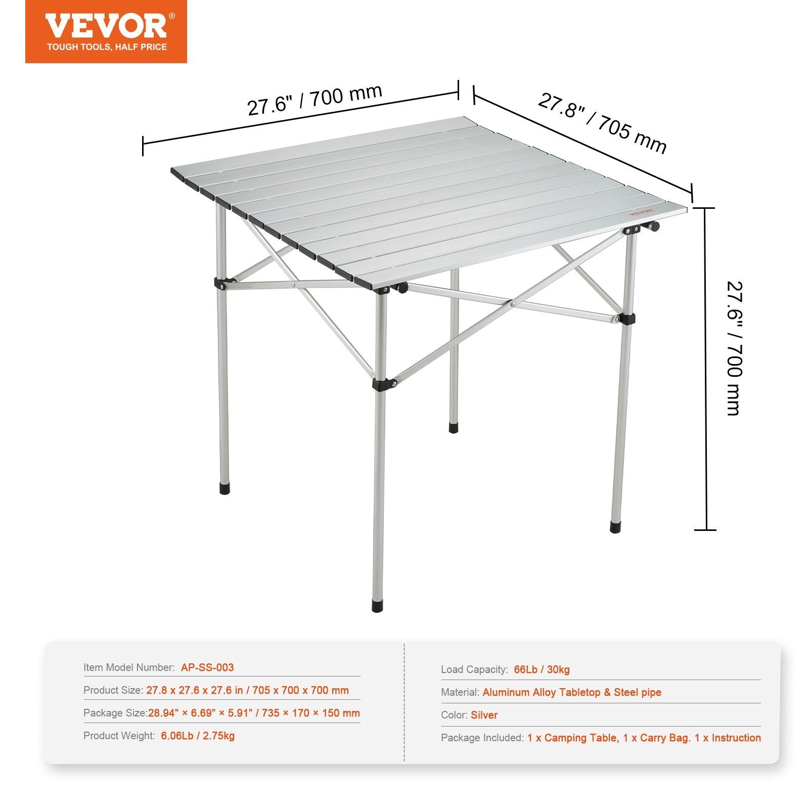 VEVOR Klappbarer Campingtisch aus Aluminium