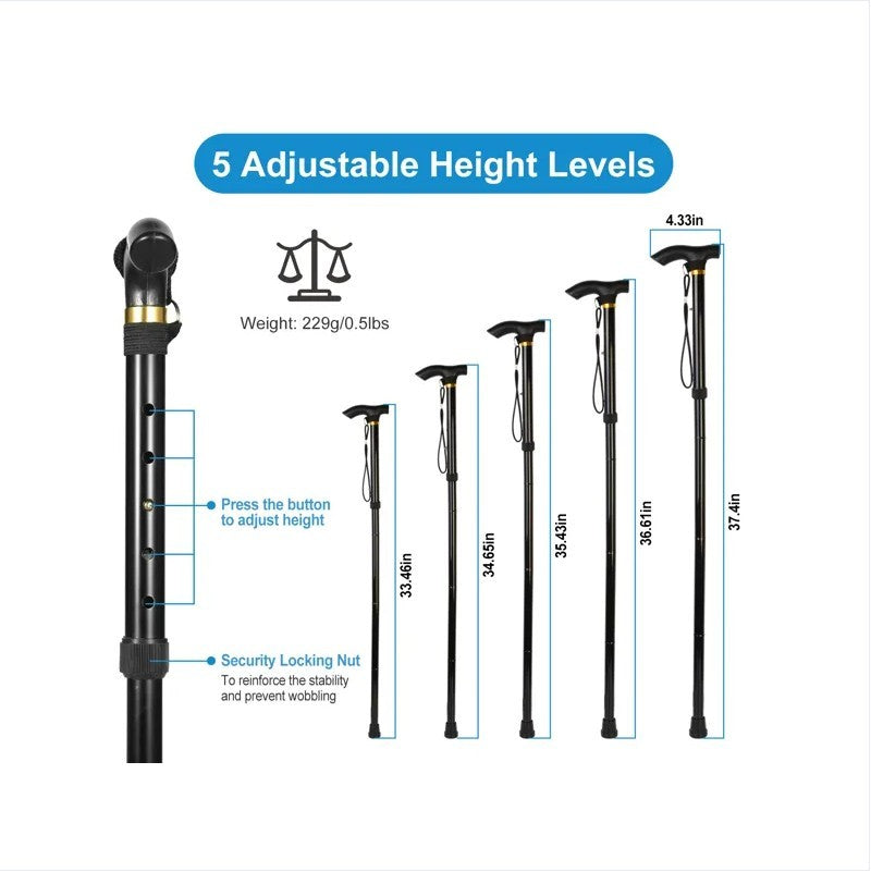 Schwarzer tragbarer Gehstock zur Mobilitätshilfe
