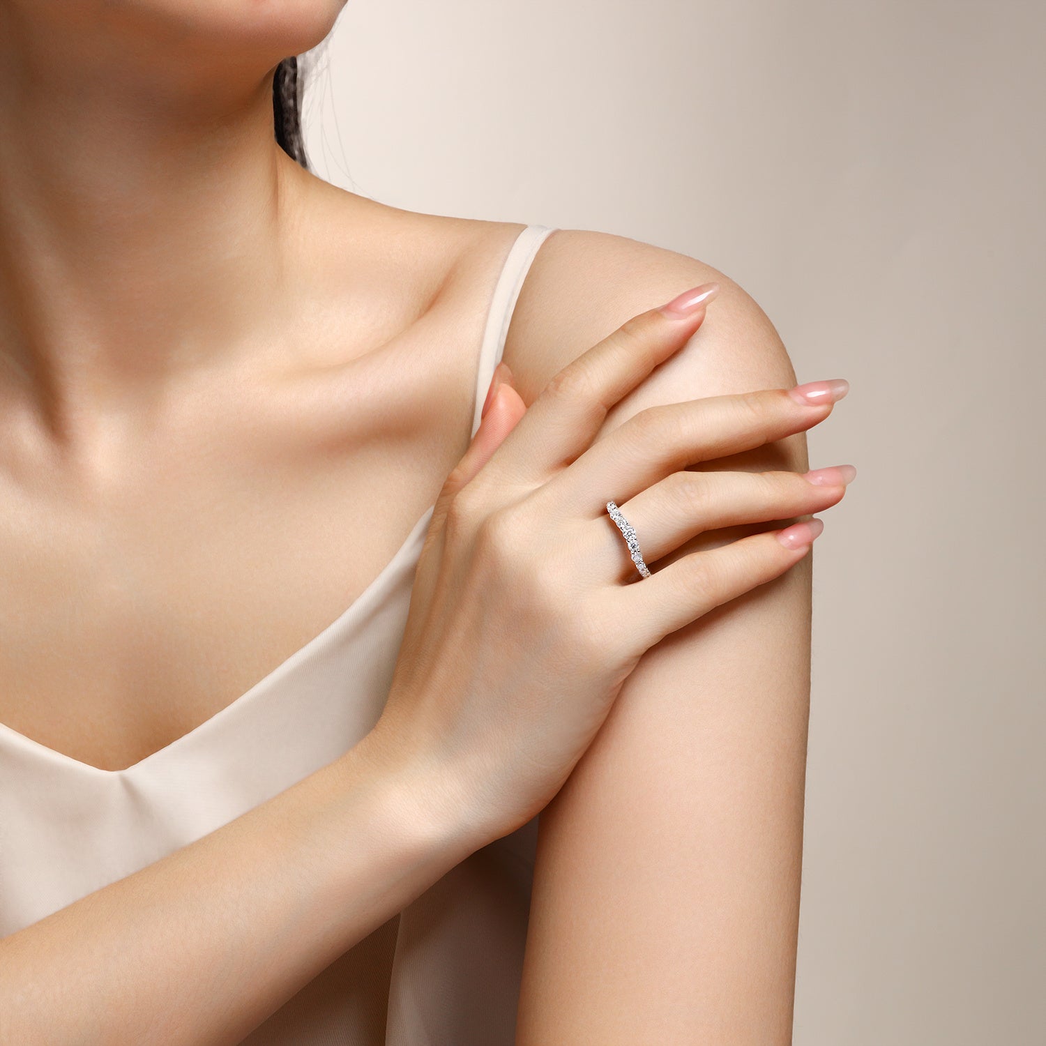 Crown Moissanite Silver Wedding Ring