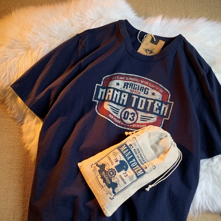 Retro Girl Print Loose T-Shirt Men