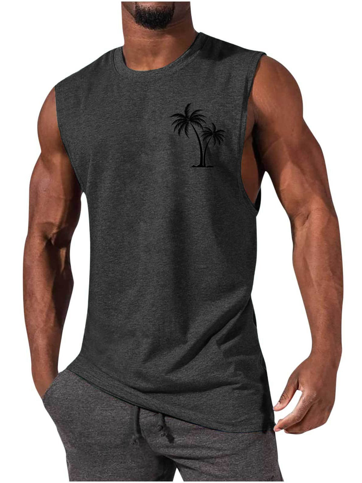 Men’s Coconut Tree Embroidery Tank Top