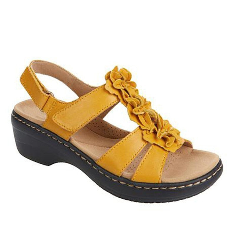 Floral Velcro Wedge Sandals for Women