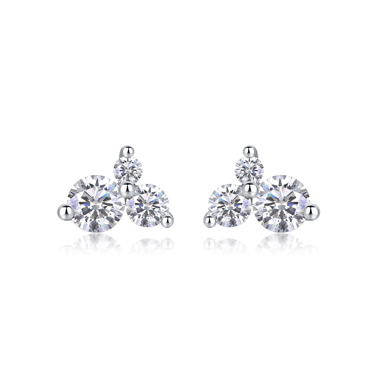 Wave Moissanite Silver Stud Earrings