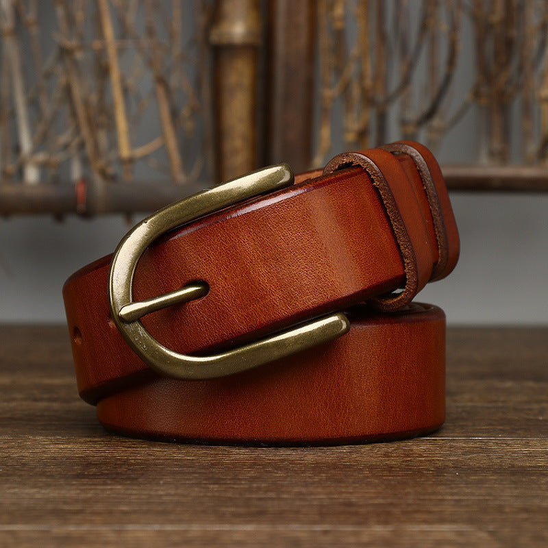 Retro Copper Buckle Belt for Men 3.3CM