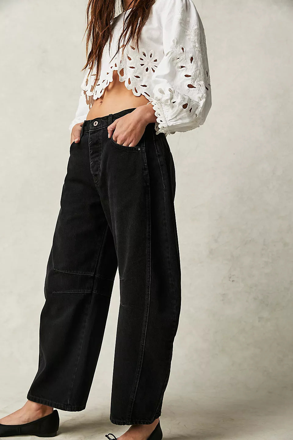 High Stretch Wide Leg Barrel Jeans