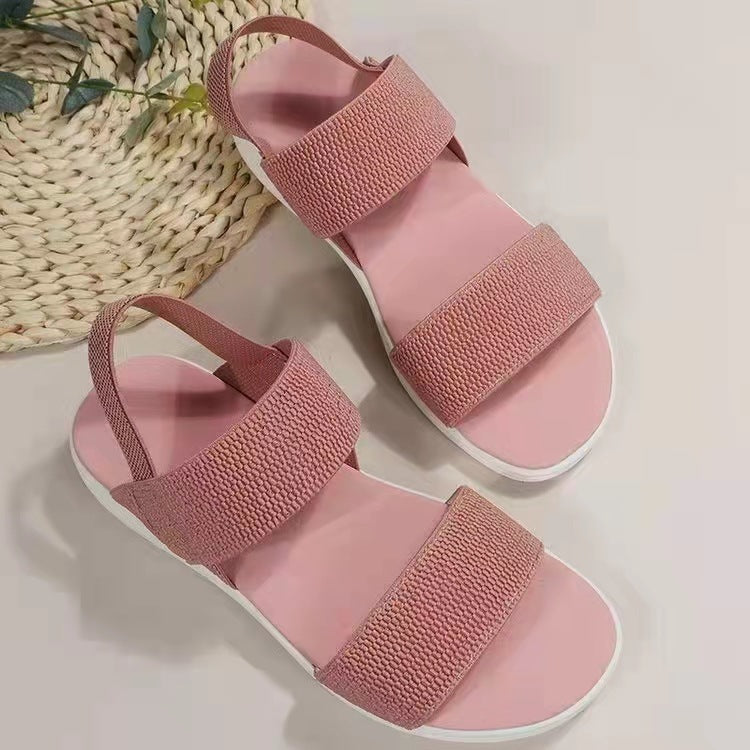 Elastic Back Strap Flyknit Flat Sandals