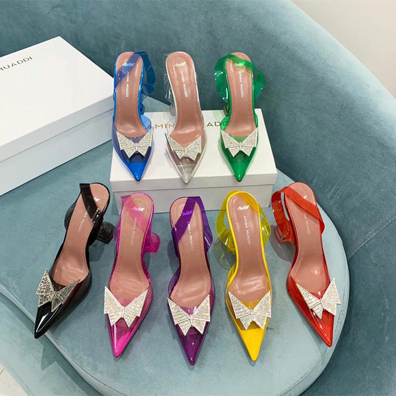 Transparent PVC Bow Pointed Toe Sandals