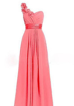 Multicolor Slanted Neck Maxi Dress