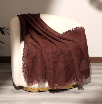 Stonewashed Linen Fringe Throw 52x68