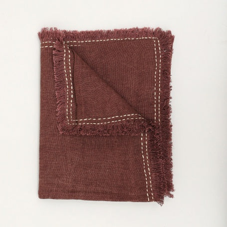 Fransenüberwurf aus Stonewashed-Leinen, 52 x 68