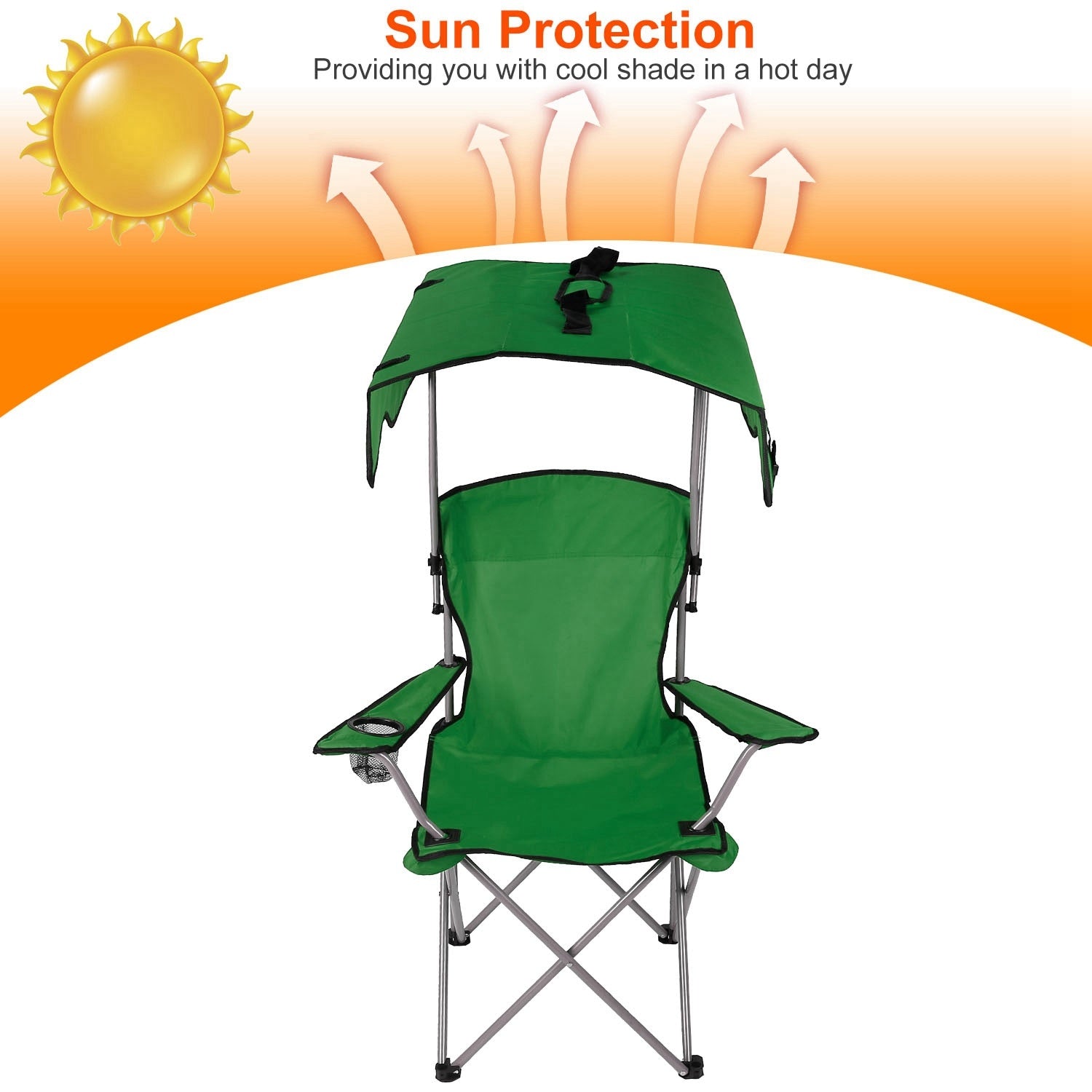 8 Campingstuhl mit Sonnenschirm – 150 kg Tragkraft