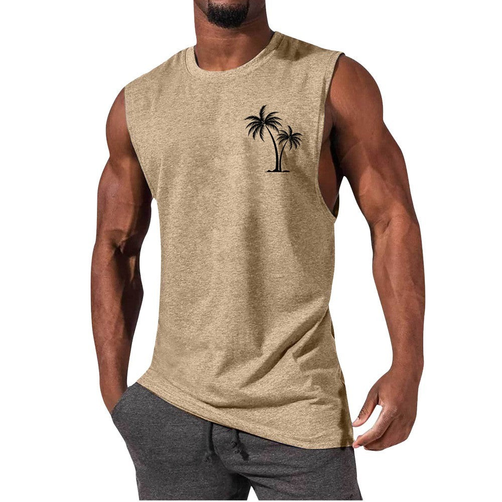 Men’s Coconut Tree Embroidery Tank Top