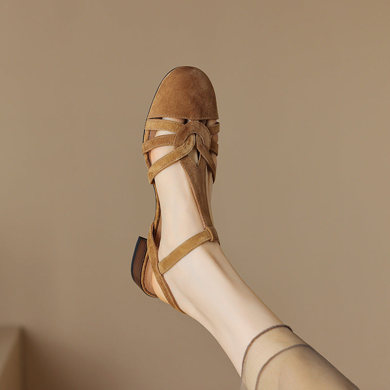 Retro-Sandalen im französischen Stil mit geschlossener Spitze