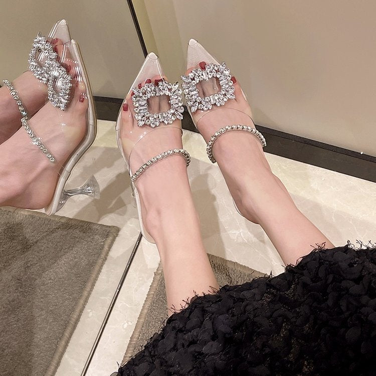 Rhinestone Pointed Toe Sandals