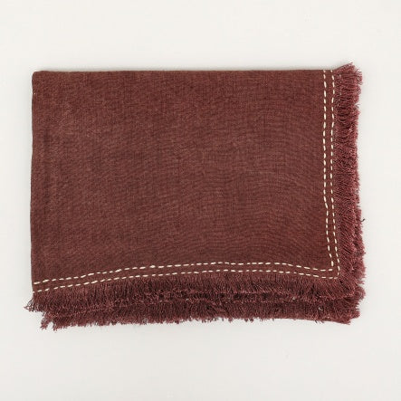 Fransenüberwurf aus Stonewashed-Leinen, 52 x 68